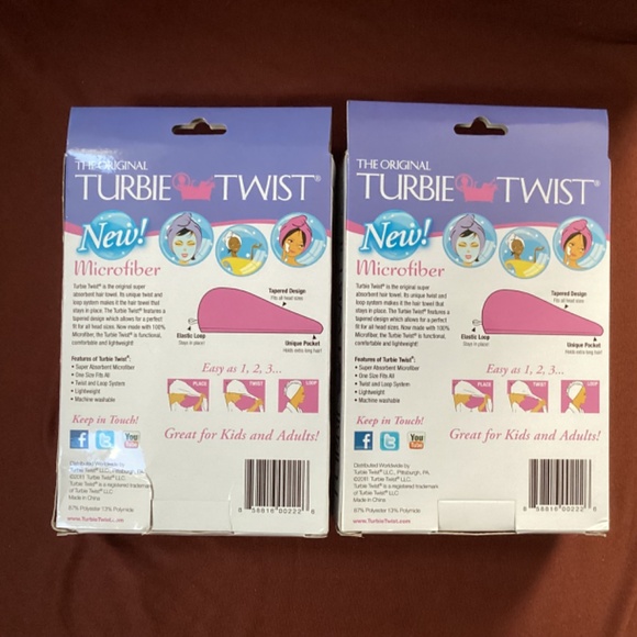 The Original Turbie Twist Hair Towel Bundle 2 packs Super Absorbent NEW - Picture 6 of 8